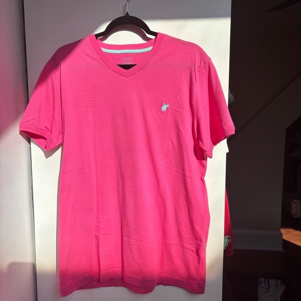 Men's Pink Polo Shirt v-neck - Picture 3 of 6